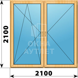 Двухстворчатое окно из сосны 2100×2100 ПО-П ОА-42883