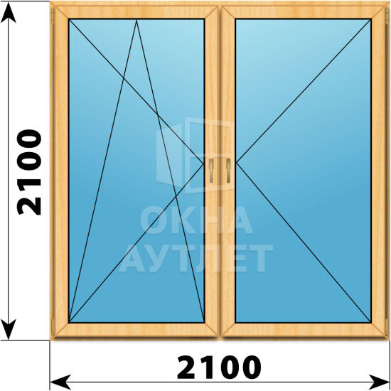 Двухстворчатое окно из сосны 2100×2100 ПО-П ОА-42883