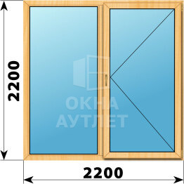 Двухстворчатое окно из сосны 2200×2200 Г-П ОА-42763