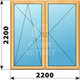 Двухстворчатое окно из сосны 2200×2200 ПО-П ОА-42922