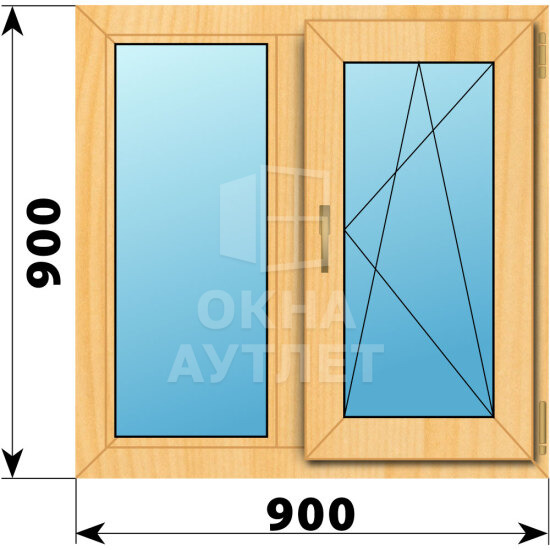 Двухстворчатое окно из сосны 900×900 Г-ПО ОА-41656