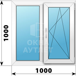 Двухстворчатое пластиковое окно 1000×1000 Г-ПО ОА-38728