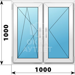 Двухстворчатое пластиковое окно 1000×1000 ПО-П ОА-39937
