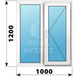 Двухстворчатое пластиковое окно 1000×1200 Г-П ОА-39682