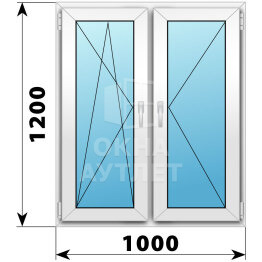Двухстворчатое пластиковое окно 1000×1200 ПО-П ОА-40000