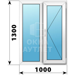 Двухстворчатое пластиковое окно 1000×1300 Г-П ОА-39745