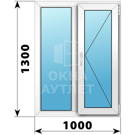 Двухстворчатое пластиковое окно 1000×1300 Г-П ОА-39745