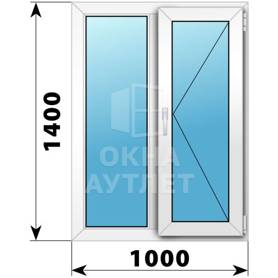 Двухстворчатое пластиковое окно 1000×1400 Г-П ОА-38189