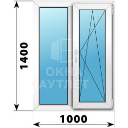 Двухстворчатое пластиковое окно 1000×1400 Г-ПО ОА-39868