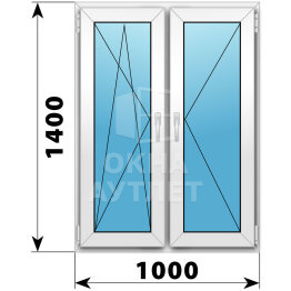 Двухстворчатое пластиковое окно 1000×1400 ПО-П ОА-40114