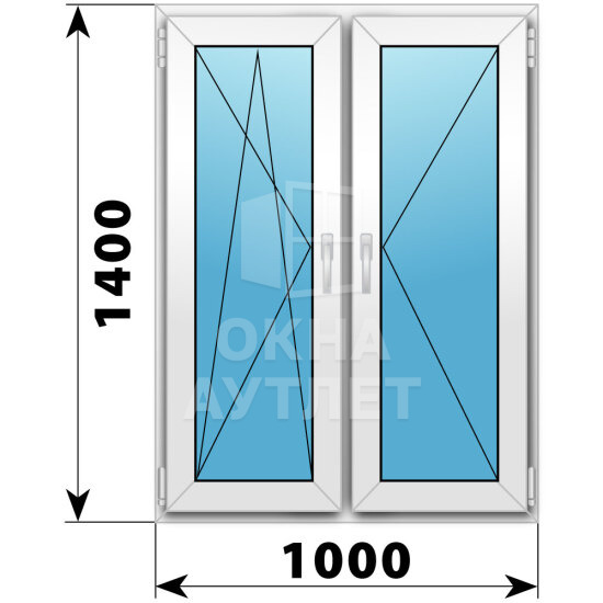 Двухстворчатое пластиковое окно 1000×1400 ПО-П ОА-40114