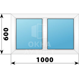 Двухстворчатое пластиковое окно 1000×600 Г-Г ОА-38701