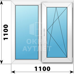 Двухстворчатое пластиковое окно 1100×1100 Г-ПО ОА-38638