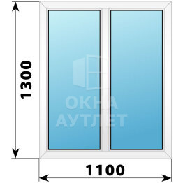 Двухстворчатое пластиковое окно 1100×1300 Г-Г ОА-39424