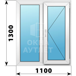 Двухстворчатое пластиковое окно 1100×1300 Г-П ОА-39781