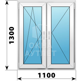 Двухстворчатое пластиковое окно 1100×1300 ПО-П ОА-40069