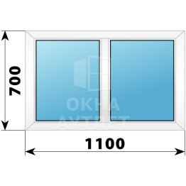 Двухстворчатое пластиковое окно 1100×700 Г-Г ОА-39187