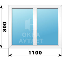 Двухстворчатое пластиковое окно 1100×800 Г-Г ОА-39217