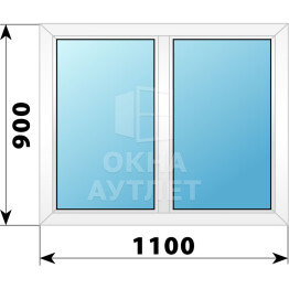 Двухстворчатое пластиковое окно 1100×900 Г-Г ОА-39256