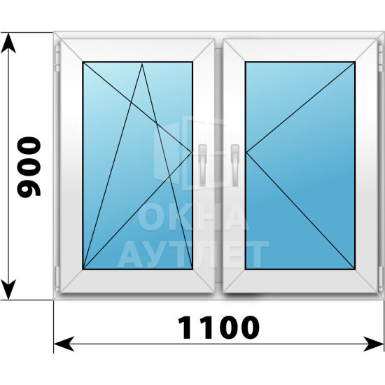 Двухстворчатое пластиковое окно 1100×900 ПО-П ОА-39892