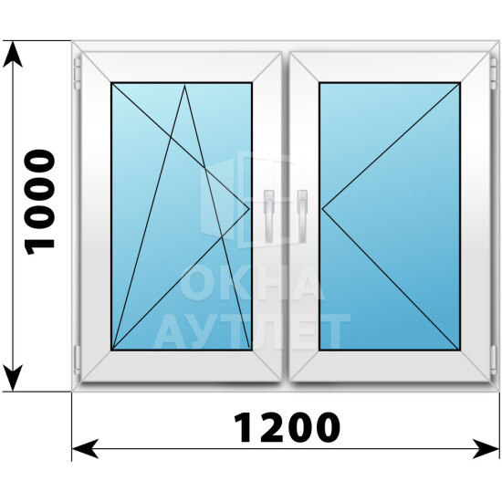 Двухстворчатое пластиковое окно 1200×1000 ПО-П ОА-39964