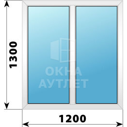 Двухстворчатое пластиковое окно 1200×1300 Г-Г ОА-39448