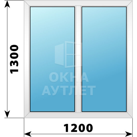 Двухстворчатое пластиковое окно 1200×1300 Г-Г ОА-39448