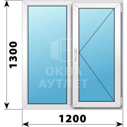Двухстворчатое пластиковое окно 1200×1300 Г-П ОА-39853