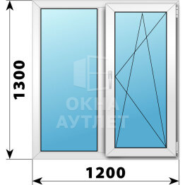 Двухстворчатое пластиковое окно 1200×1300 Г-ПО ОА-39895