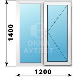 Двухстворчатое пластиковое окно 1200×1400 Г-П ОА-39916