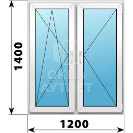 Двухстворчатое пластиковое окно 1200×1400 ПО-П ОА-40219