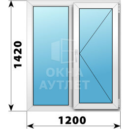 Двухстворчатое пластиковое окно 1200×1420 Г-П ОА-39931