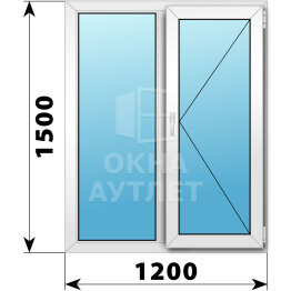 Двухстворчатое пластиковое окно 1200×1500 Г-П ОА-39949