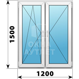 Двухстворчатое пластиковое окно 1200×1500 ПО-П ОА-38332