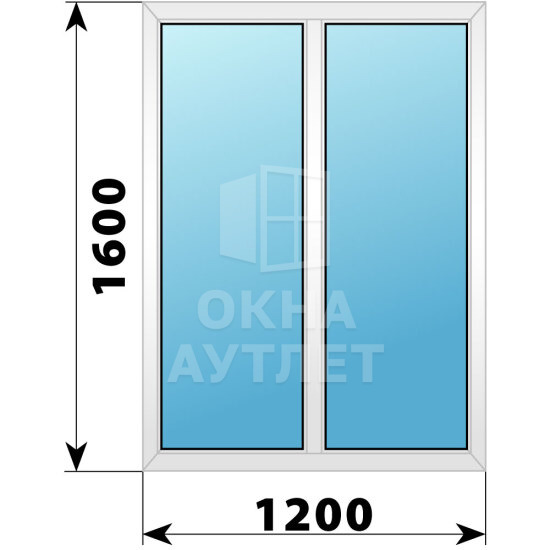 Двухстворчатое пластиковое окно 1200×1600 Г-Г ОА-39631