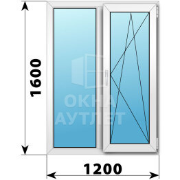 Двухстворчатое пластиковое окно 1200×1600 Г-ПО ОА-38033