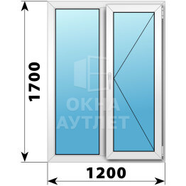 Двухстворчатое пластиковое окно 1200×1700 Г-П ОА-38818