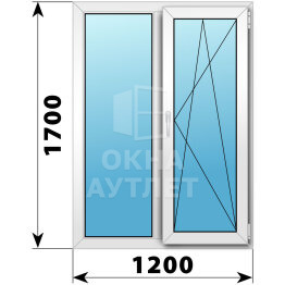 Двухстворчатое пластиковое окно 1200×1700 Г-ПО ОА-38326