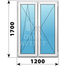 Двухстворчатое пластиковое окно 1200×1700 ПО-П ОА-40363