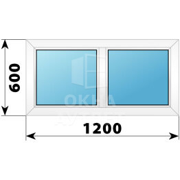 Двухстворчатое пластиковое окно 1200×600 Г-Г ОА-38407