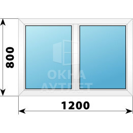 Двухстворчатое пластиковое окно 1200×800 Г-Г ОА-39220