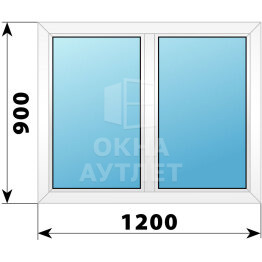 Двухстворчатое пластиковое окно 1200×900 Г-Г ОА-39259