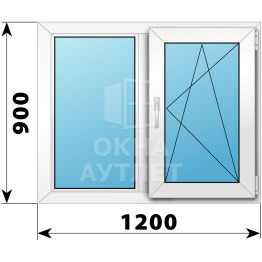 Двухстворчатое пластиковое окно 1200×900 Г-ПО ОА-38980