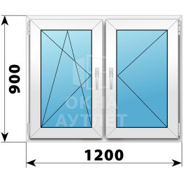 Двухстворчатое пластиковое окно 1200×900 ПО-П ОА-39919