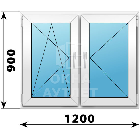 Двухстворчатое пластиковое окно 1200×900 ПО-П ОА-39919