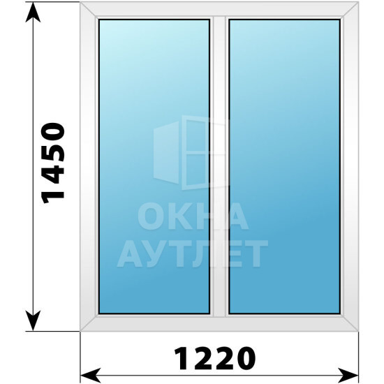 Двухстворчатое пластиковое окно 1220×1450 Г-Г ОА-39544