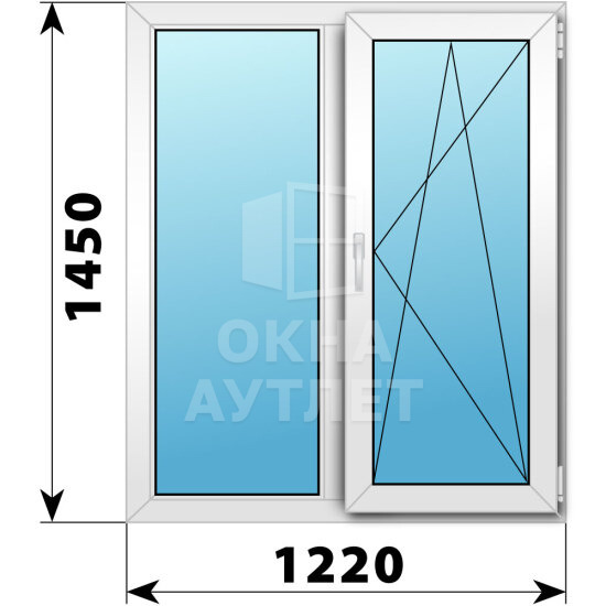 Двухстворчатое пластиковое окно 1220×1450 Г-ПО ОА-39979