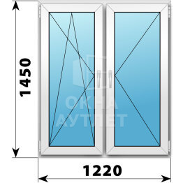 Двухстворчатое пластиковое окно 1220×1450 ПО-П ОА-40252