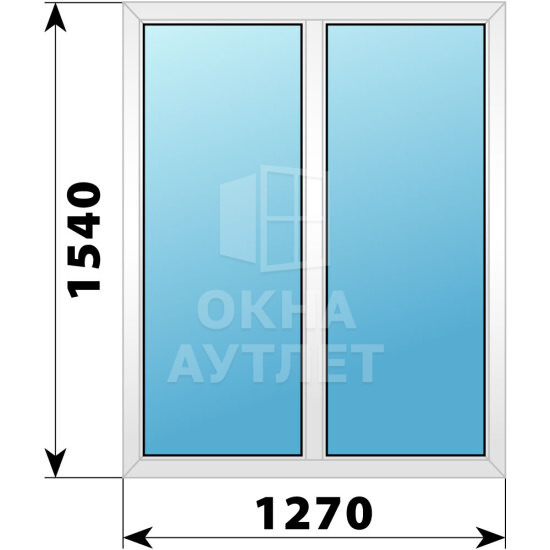 Двухстворчатое пластиковое окно 1270×1540 Г-Г ОА-39634