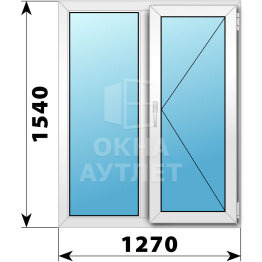 Двухстворчатое пластиковое окно 1270×1540 Г-П ОА-40018